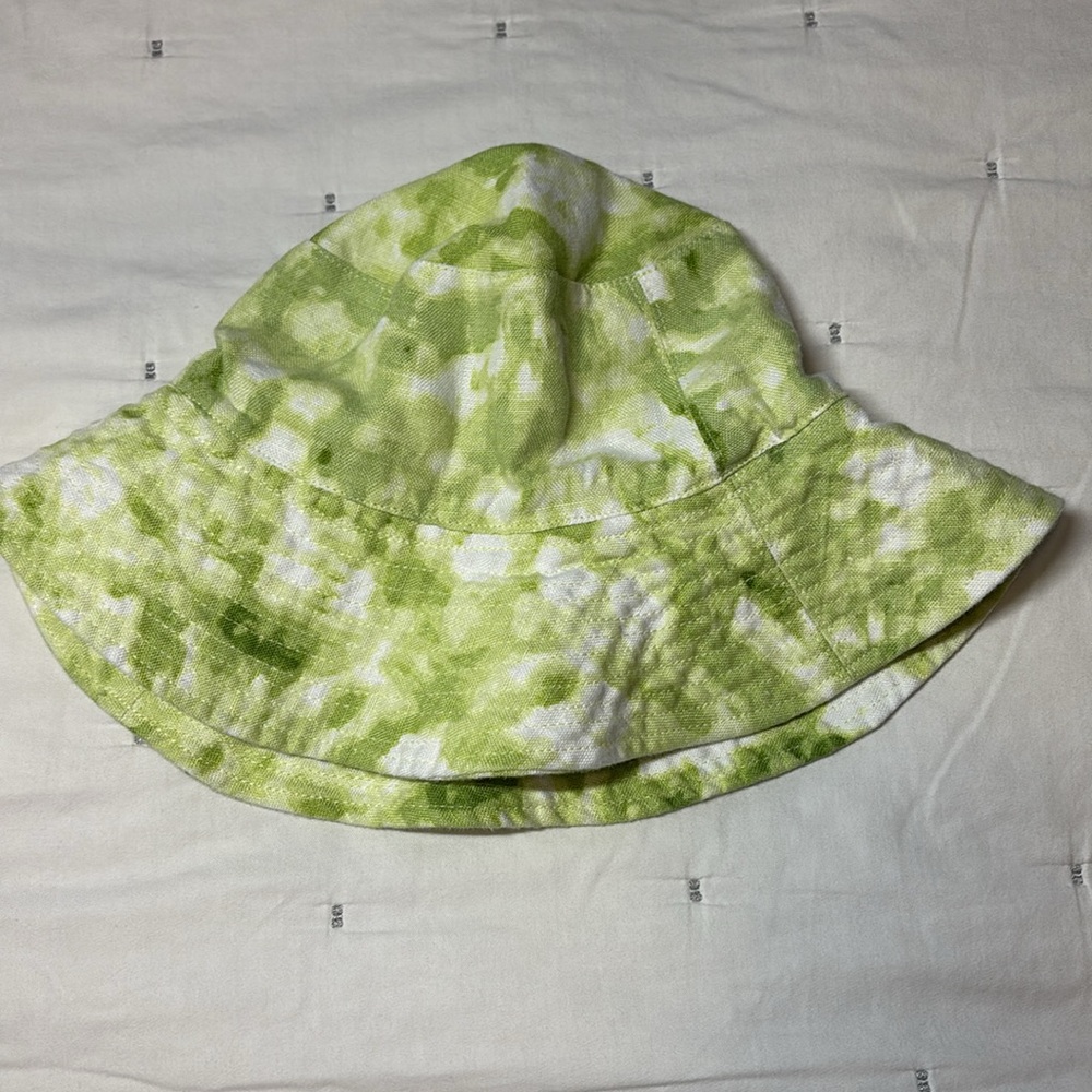 Faithfull  the Brand Linen Bettina Tie Dye Bucket Sun Hat Green